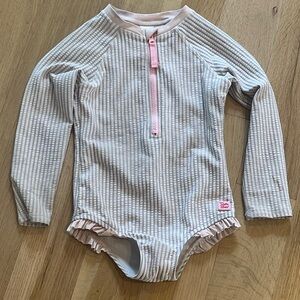 Ruffle Butts Striped Long Sleeve Swimsuit